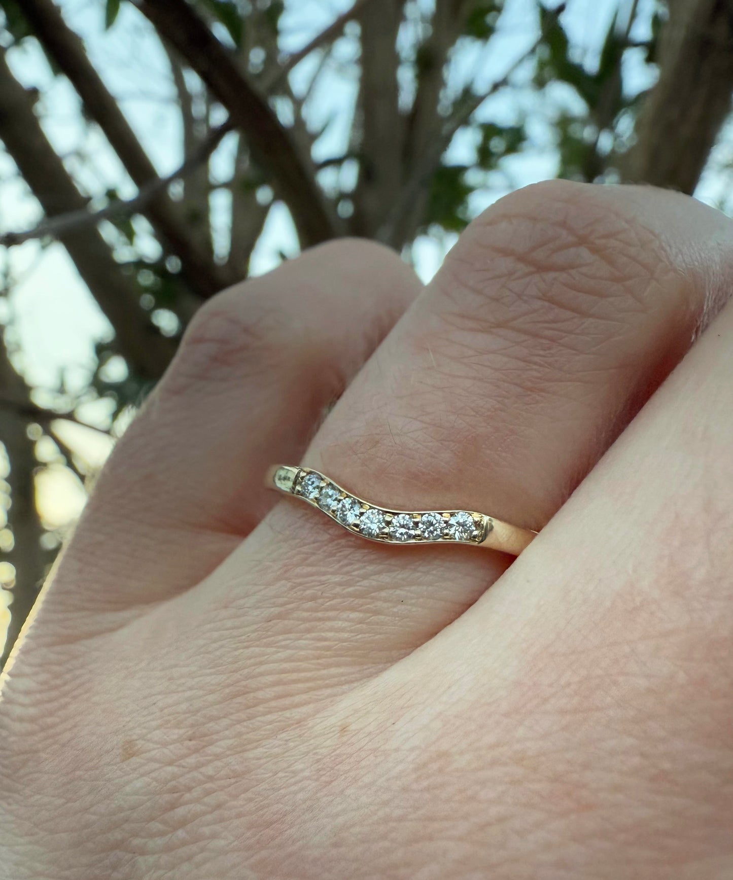 Soft Shaped Grain Set Diamond Ring - 2mm