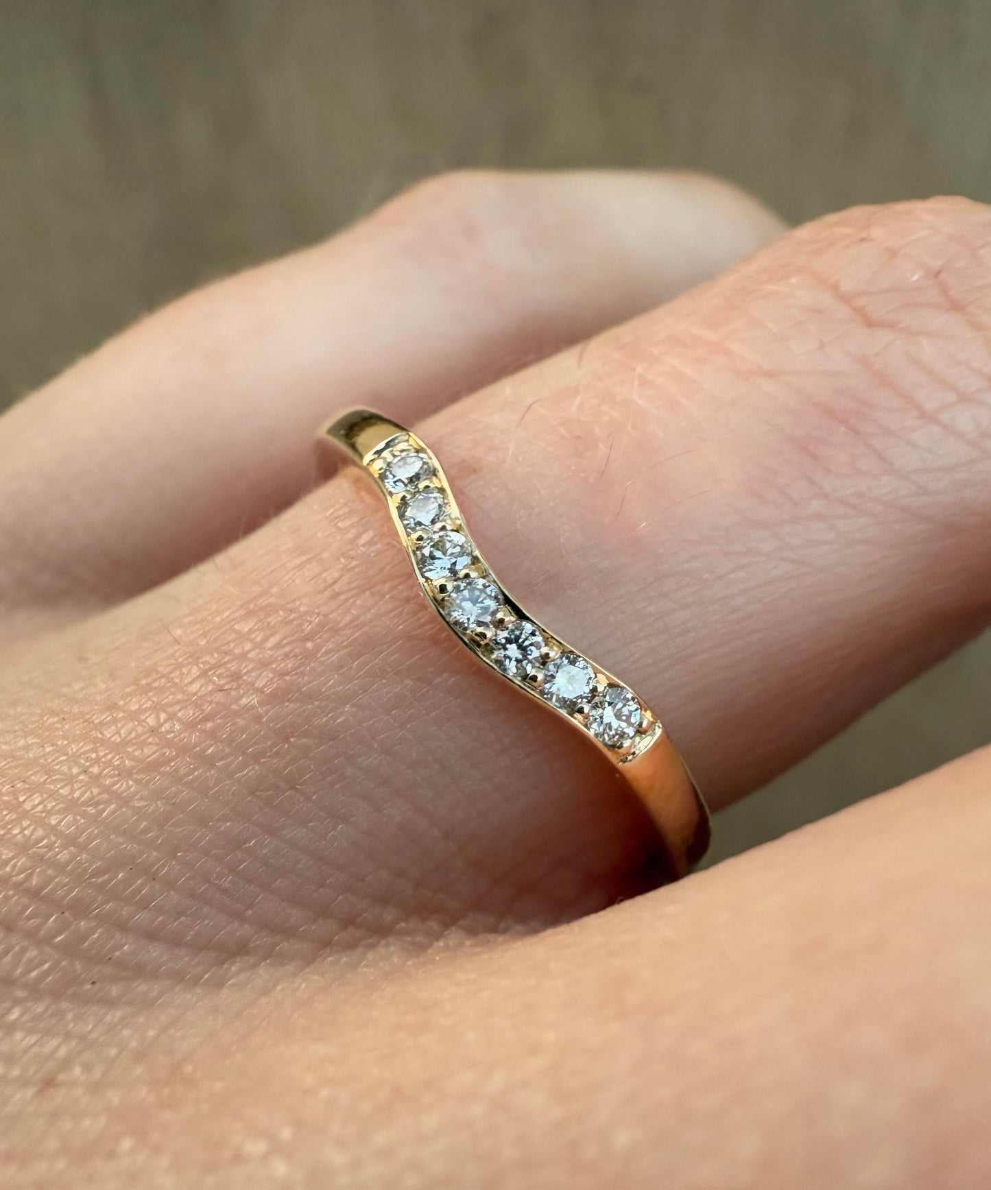 Soft Shaped Grain Set Diamond Ring - 2mm