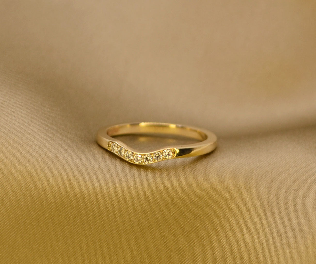 Soft Shaped Grain Set Diamond Ring - 2mm