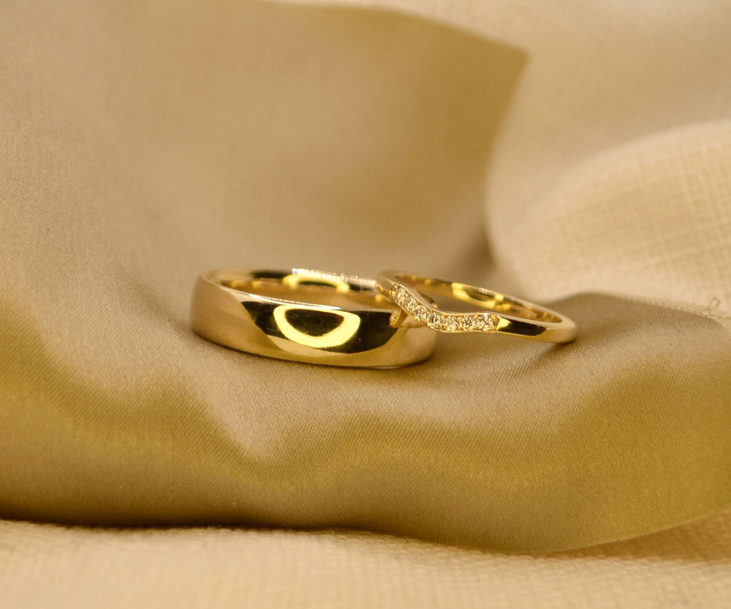 Soft Shaped Grain Set Diamond Ring - 2mm
