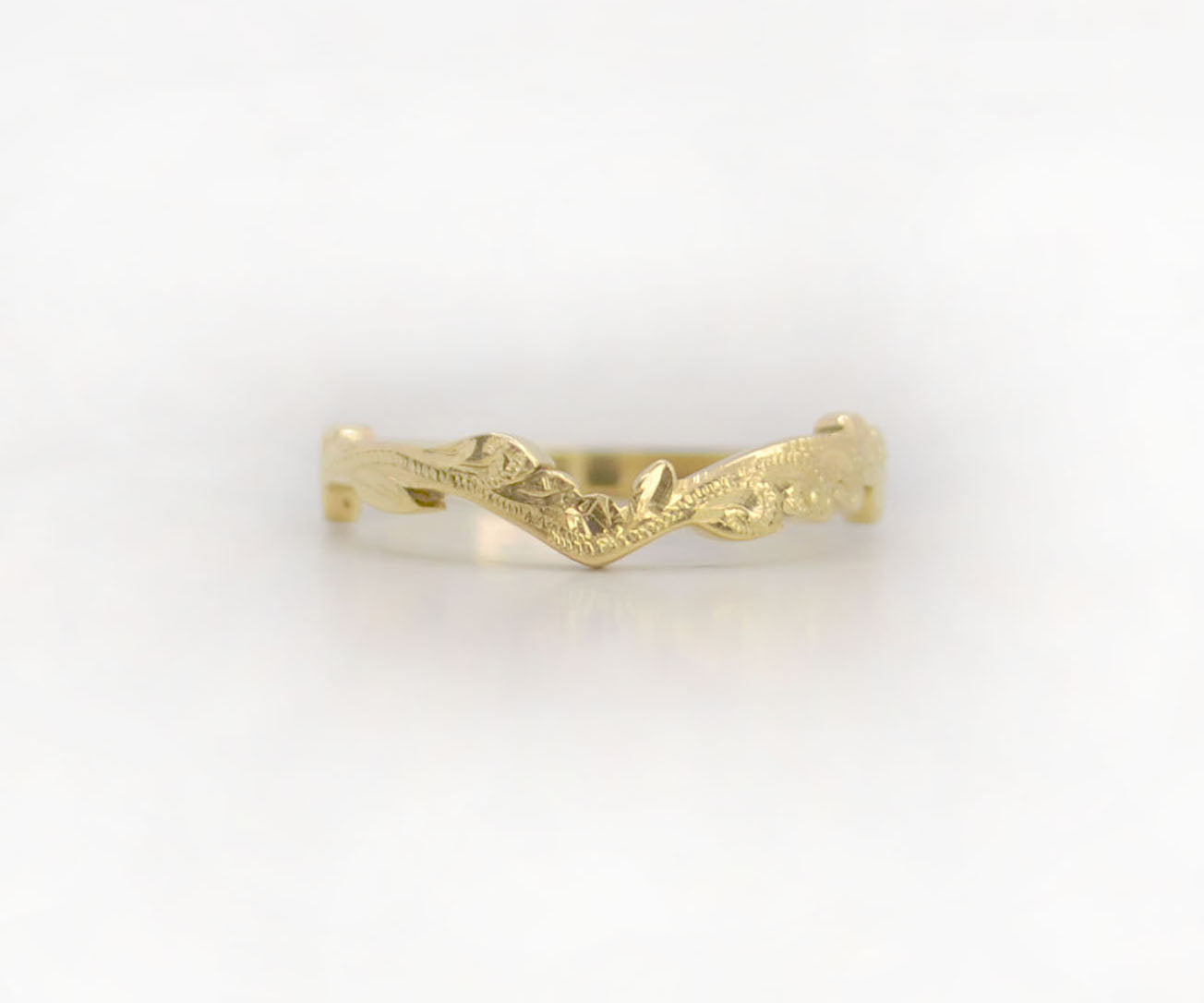 Hand Engraved Shaped Wedding Ring