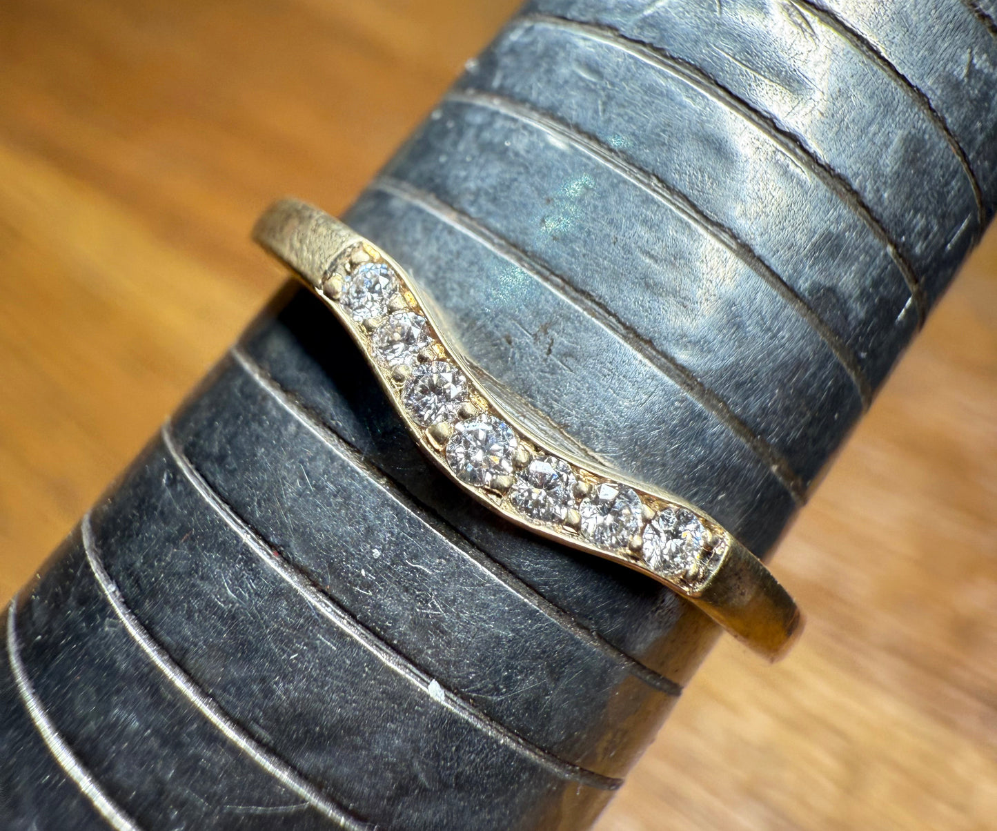 Soft Shaped Grain Set Diamond Ring - 2mm