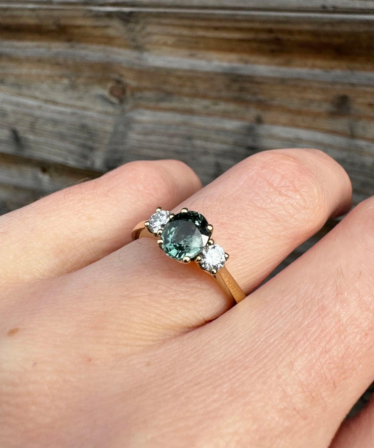 Green Sapphire & Diamond Ring
