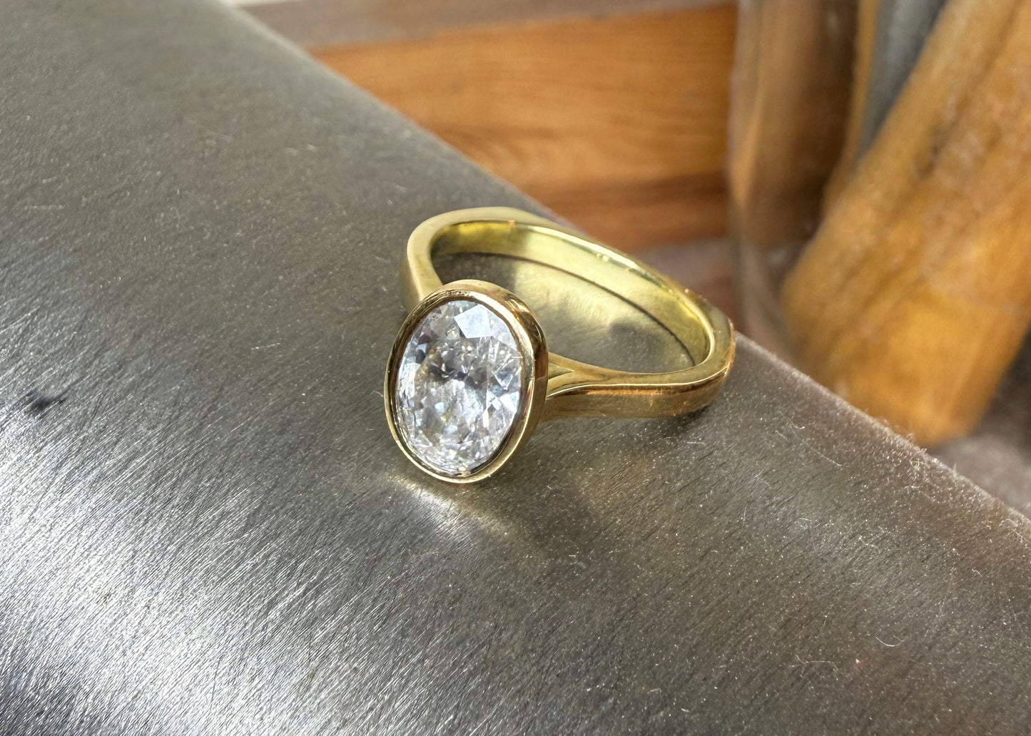 Oval Diamond Rubover Ring