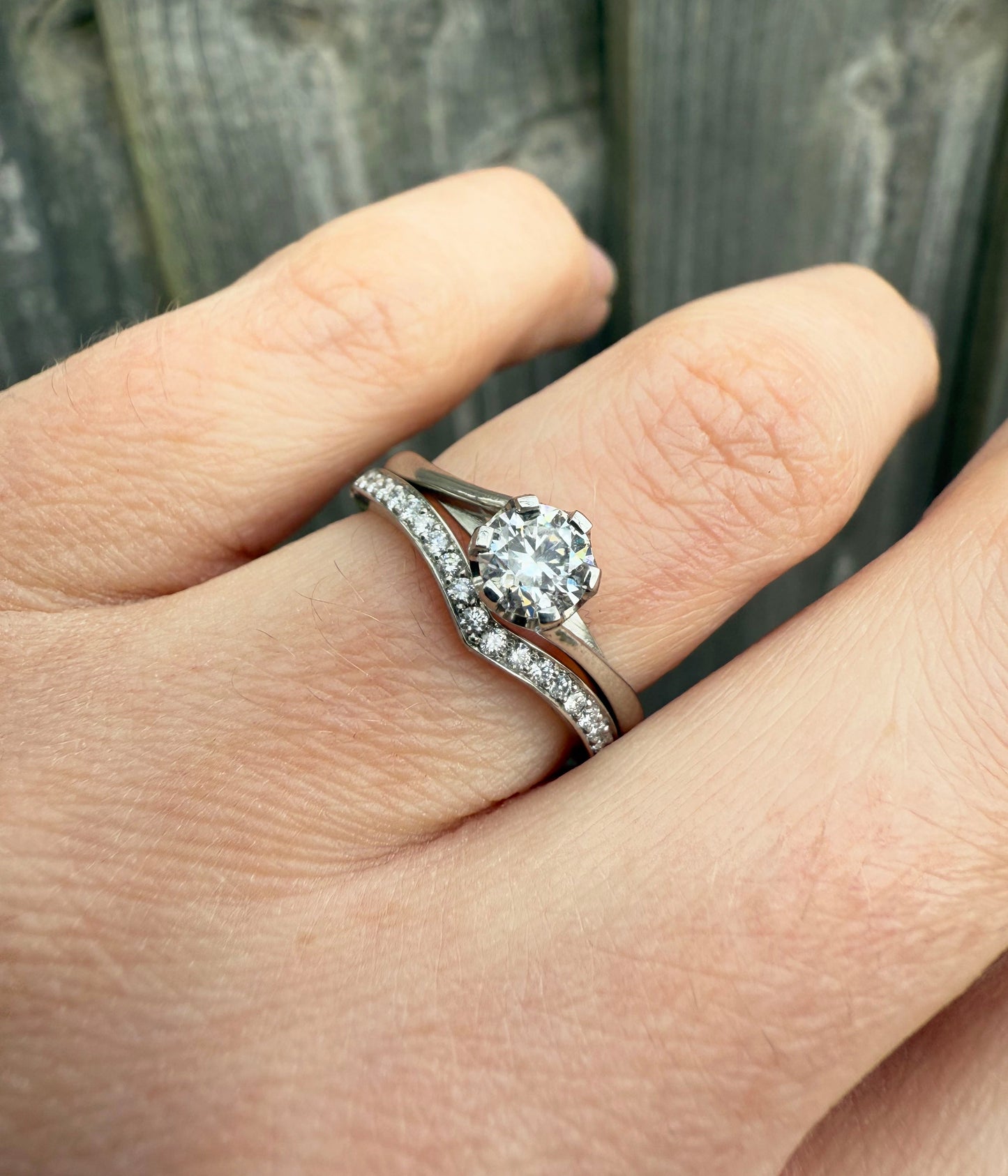 'V' Shaped Micro Grain Set Diamond Ring - 2mm