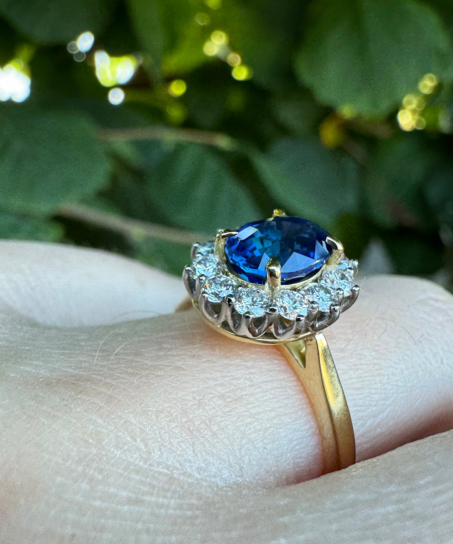 Sapphire & Diamond Cluster Ring