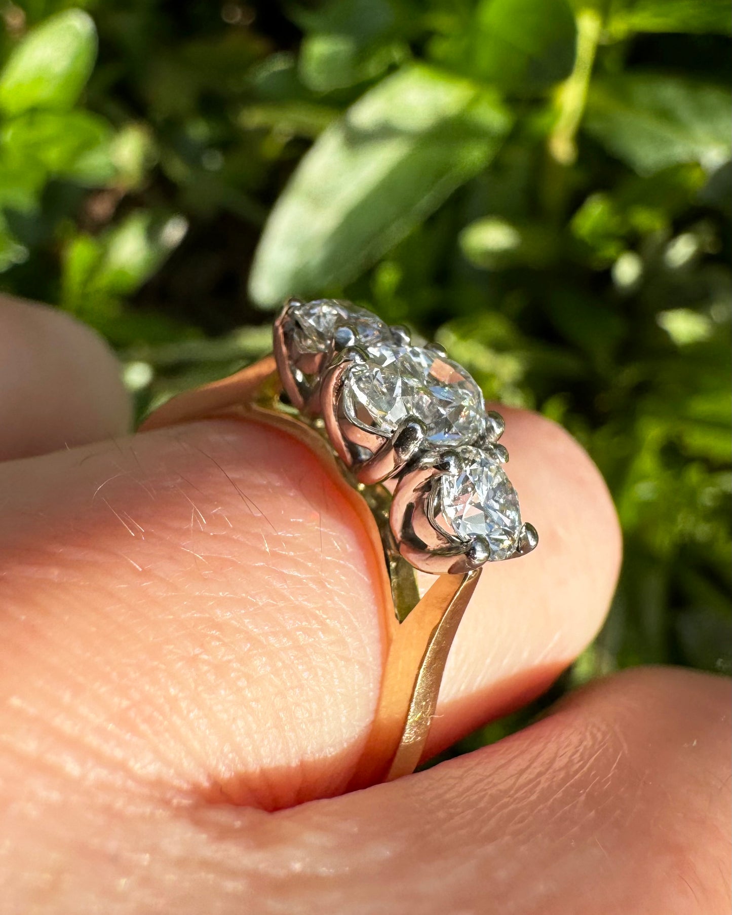 Oval & Round Brilliant Cut Trilogy Diamond Ring