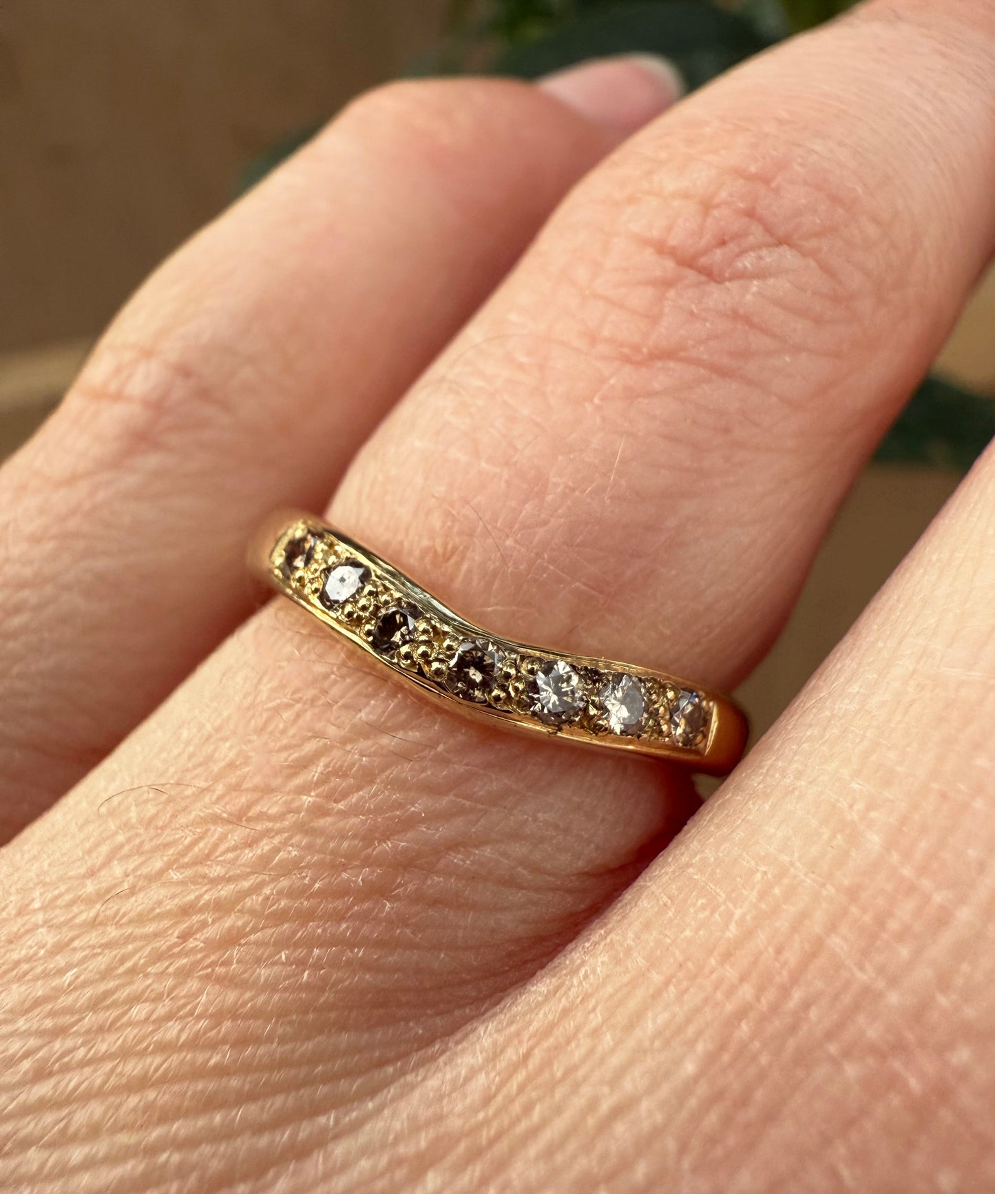 Shaped Champagne Diamond Ring - 2.8mm