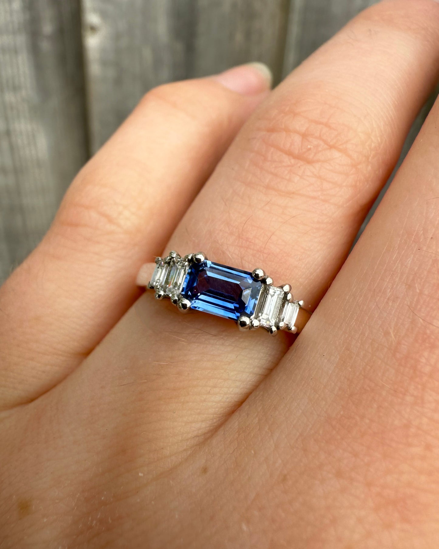 Sapphire & Diamond Baguette Ring