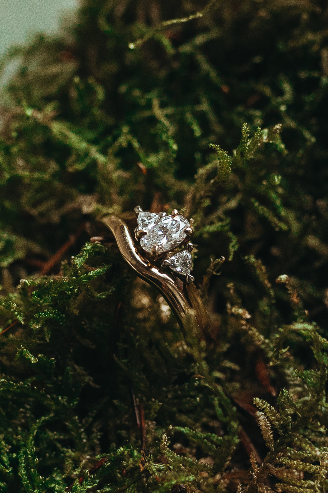 Oval & Trillion Cut Trilogy Diamond Ring