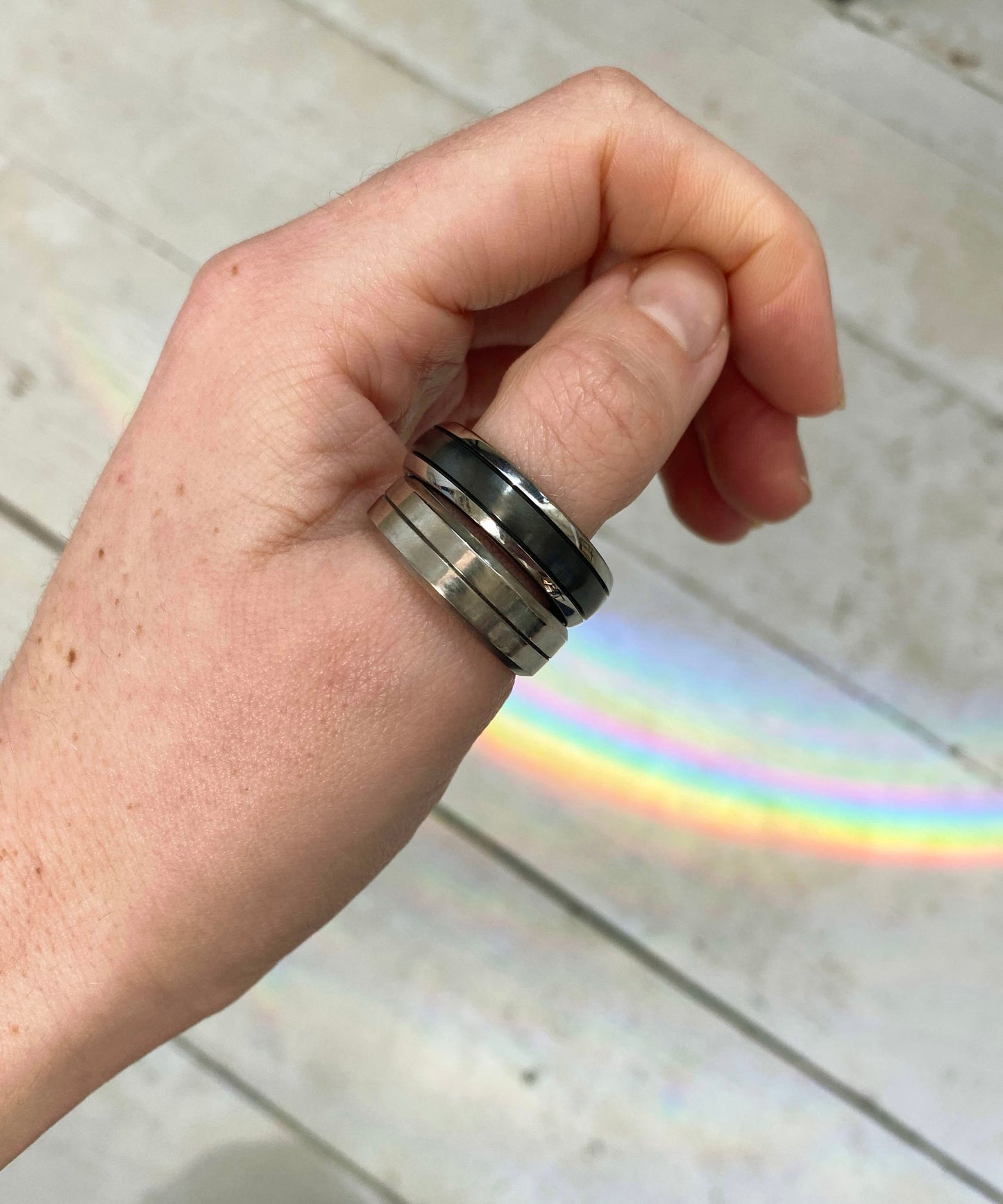 Black & Grey Zirconium Ring - 7mm