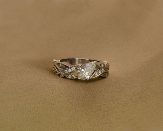 Pear Shaped Diamond Floral Ring