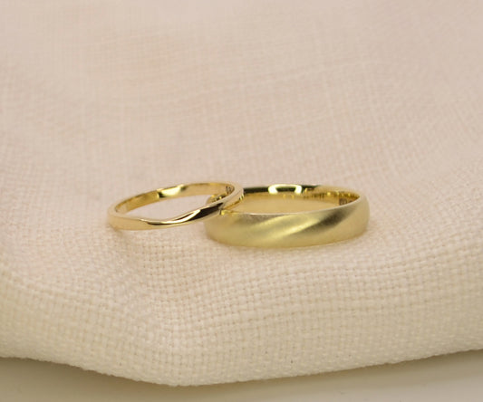Shaped wedding Ring with Straight outside edge - 2mm