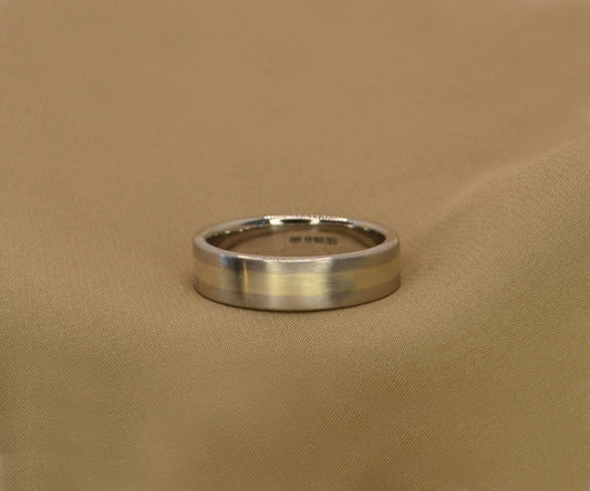 Platinum & White Gold Two tone Wedding Ring - 6mm