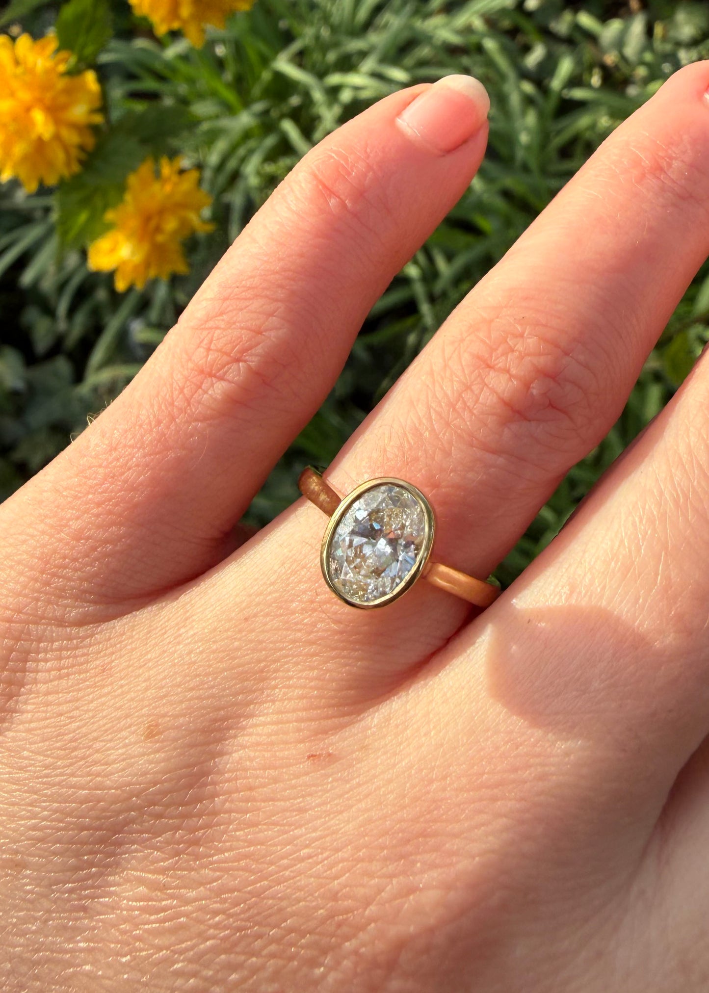 Oval Diamond Rubover Ring