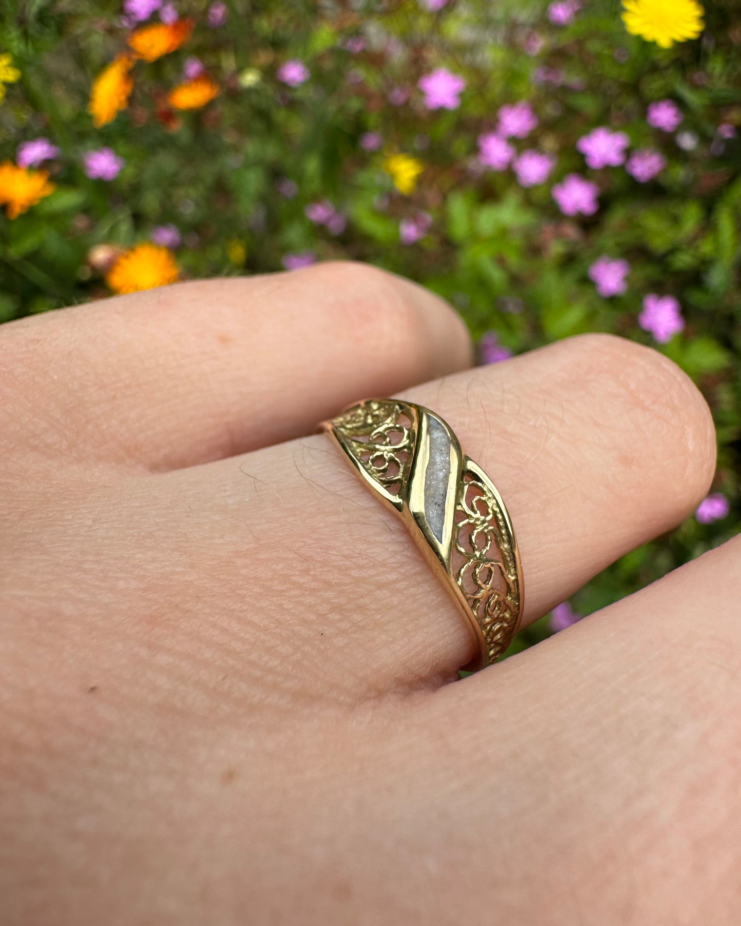 Filigree Ashes Enamel Ring