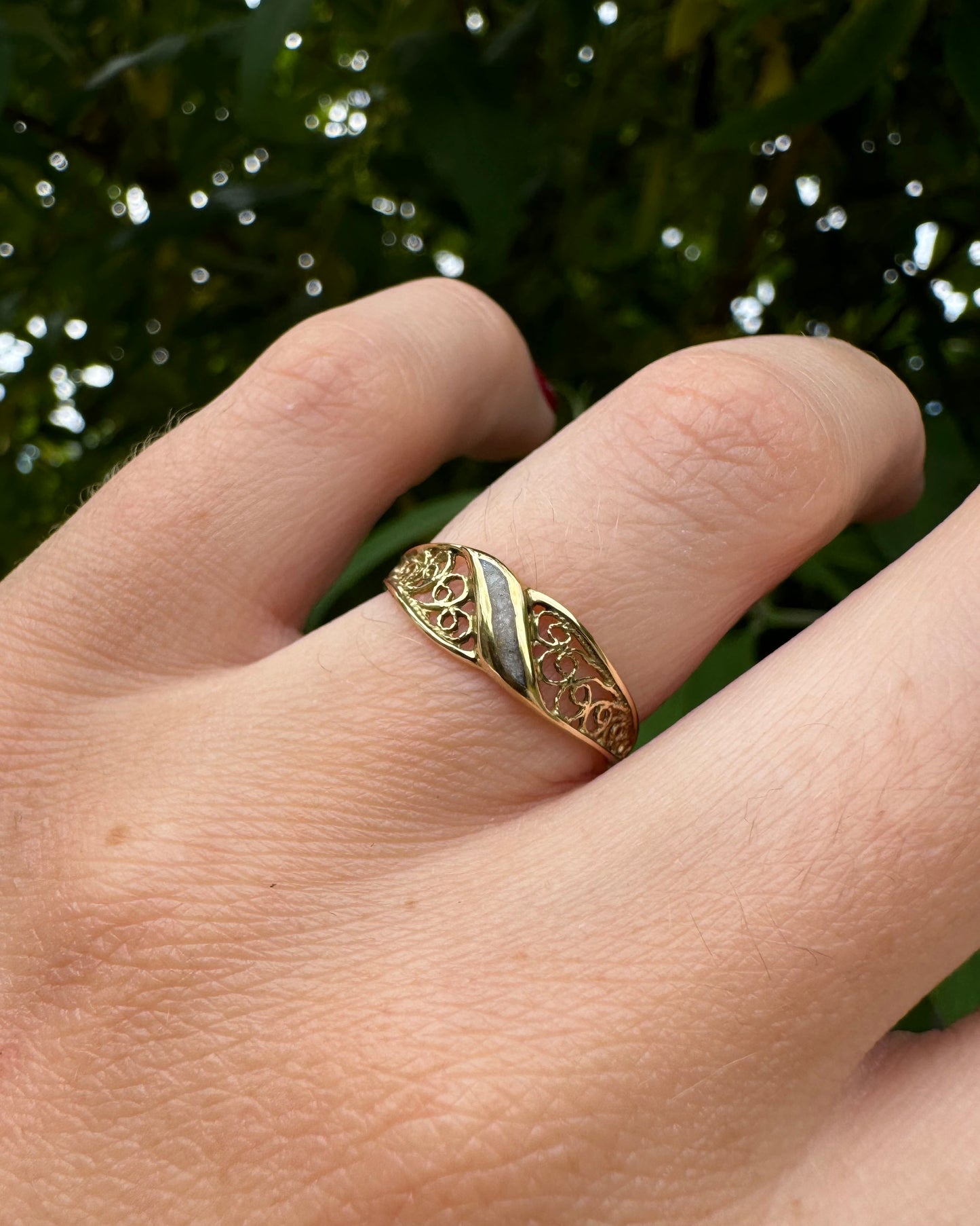 Filigree Ashes Enamel Ring