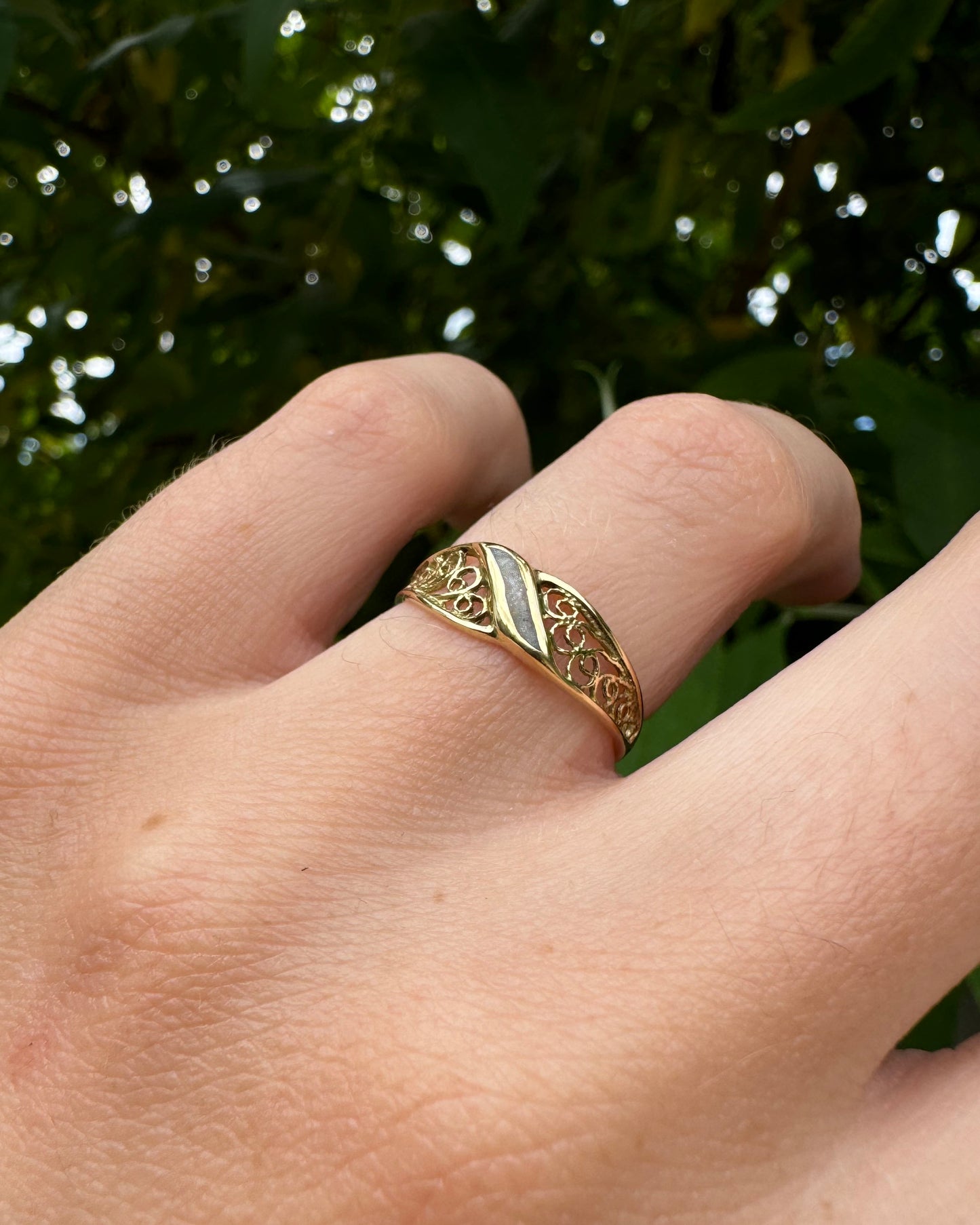 Filigree Ashes Enamel Ring