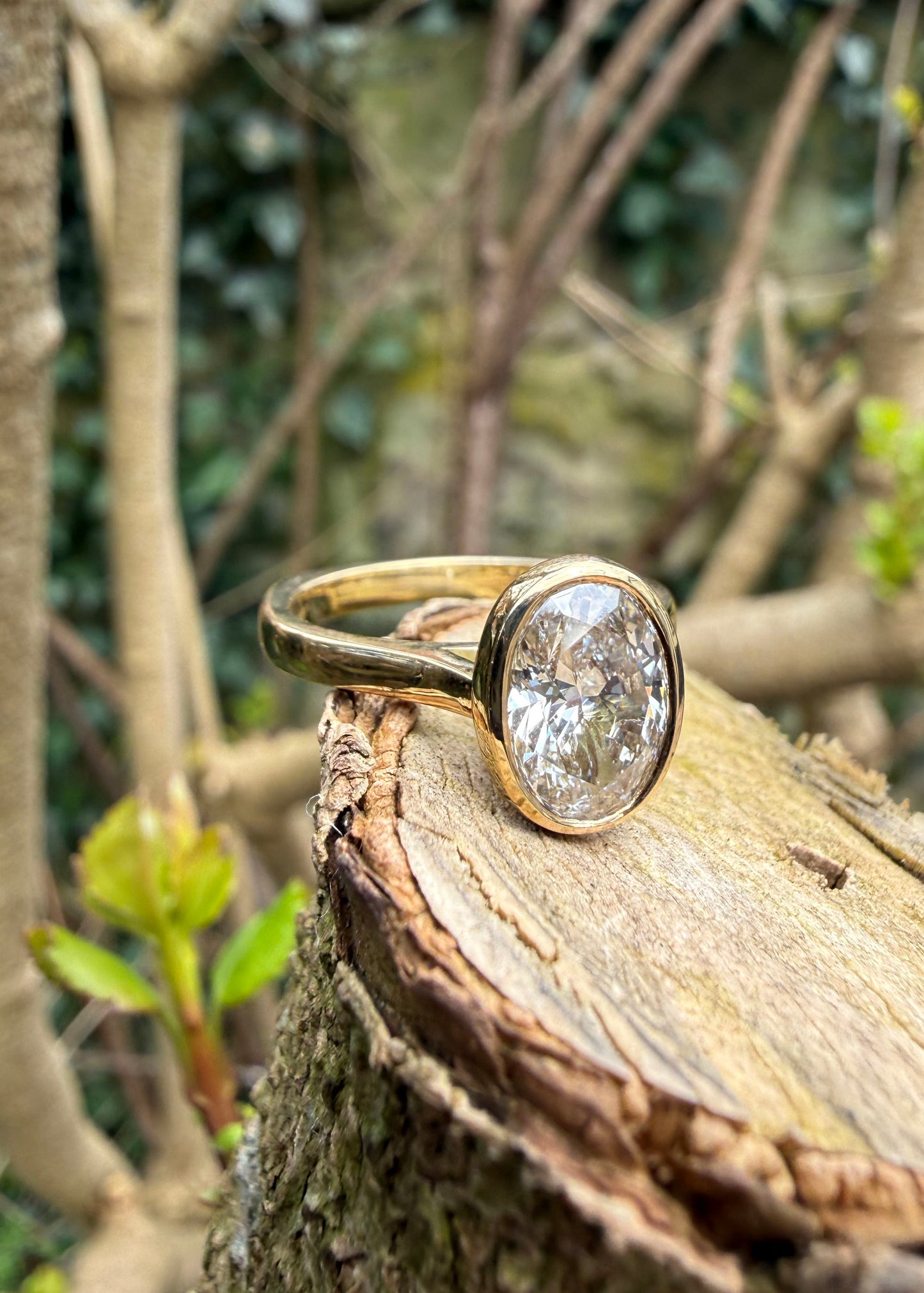 Oval Diamond Rubover Ring