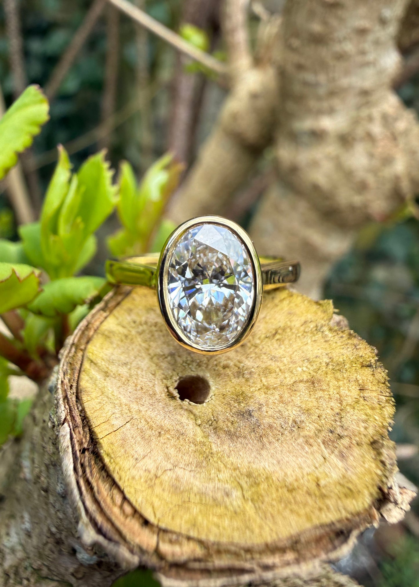 Oval Diamond Rubover Ring