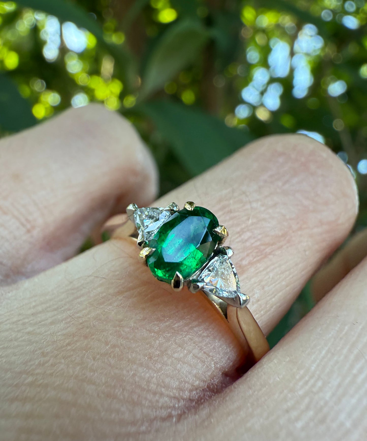 Oval Emerald & Diamond Ring