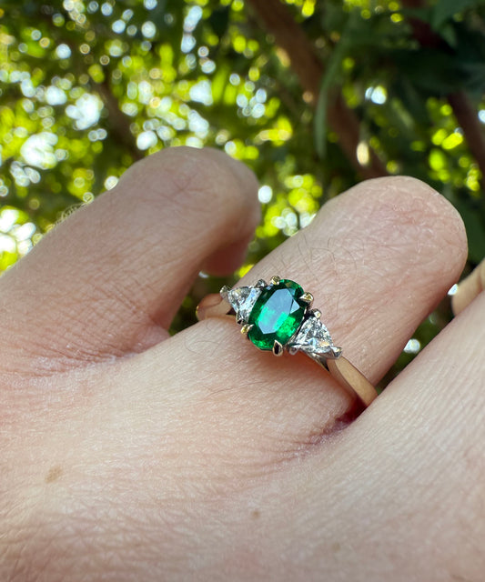Oval Emerald & Diamond Ring