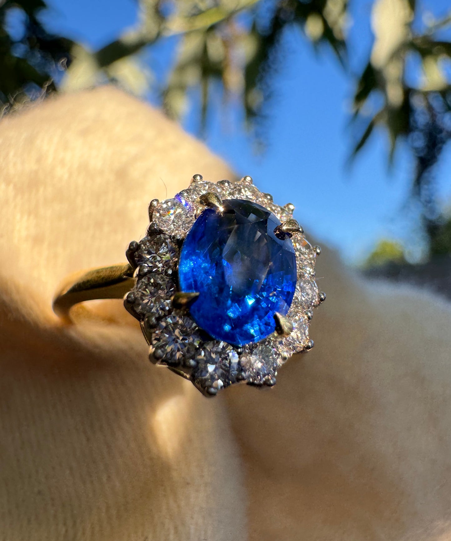 Sapphire & Diamond Cluster Ring