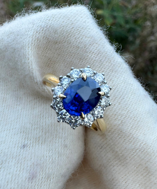Sapphire & Diamond Cluster Ring