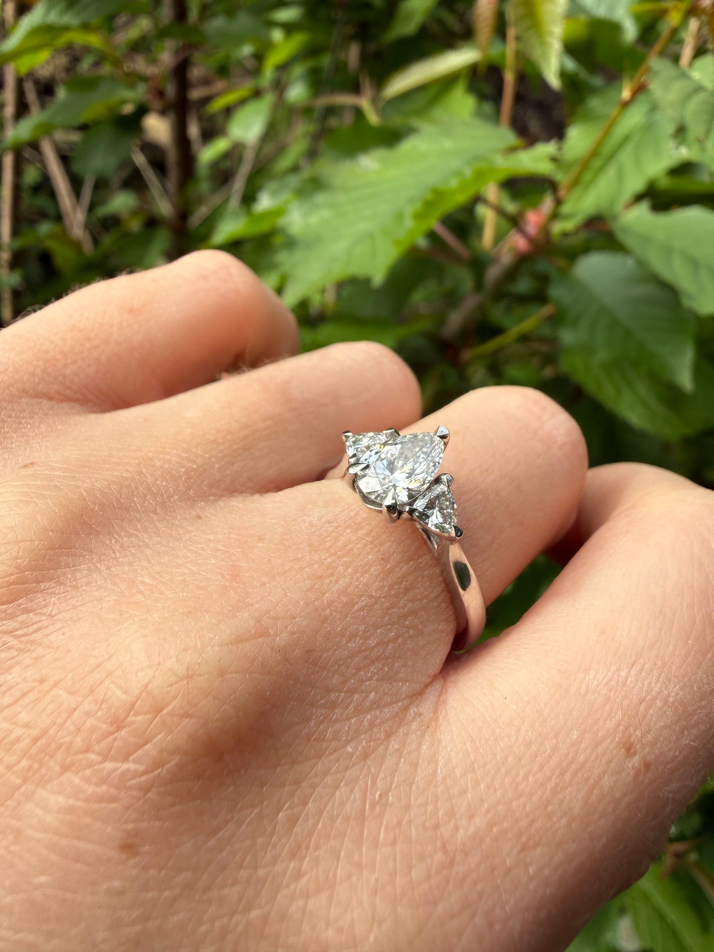 Pear & Trillion cut Trilogy Diamond Ring