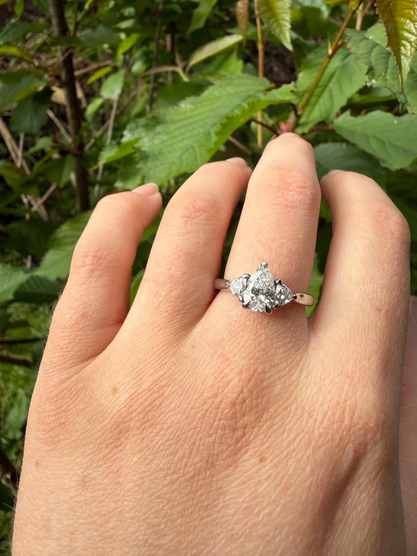 Pear & Trillion cut Trilogy Diamond Ring