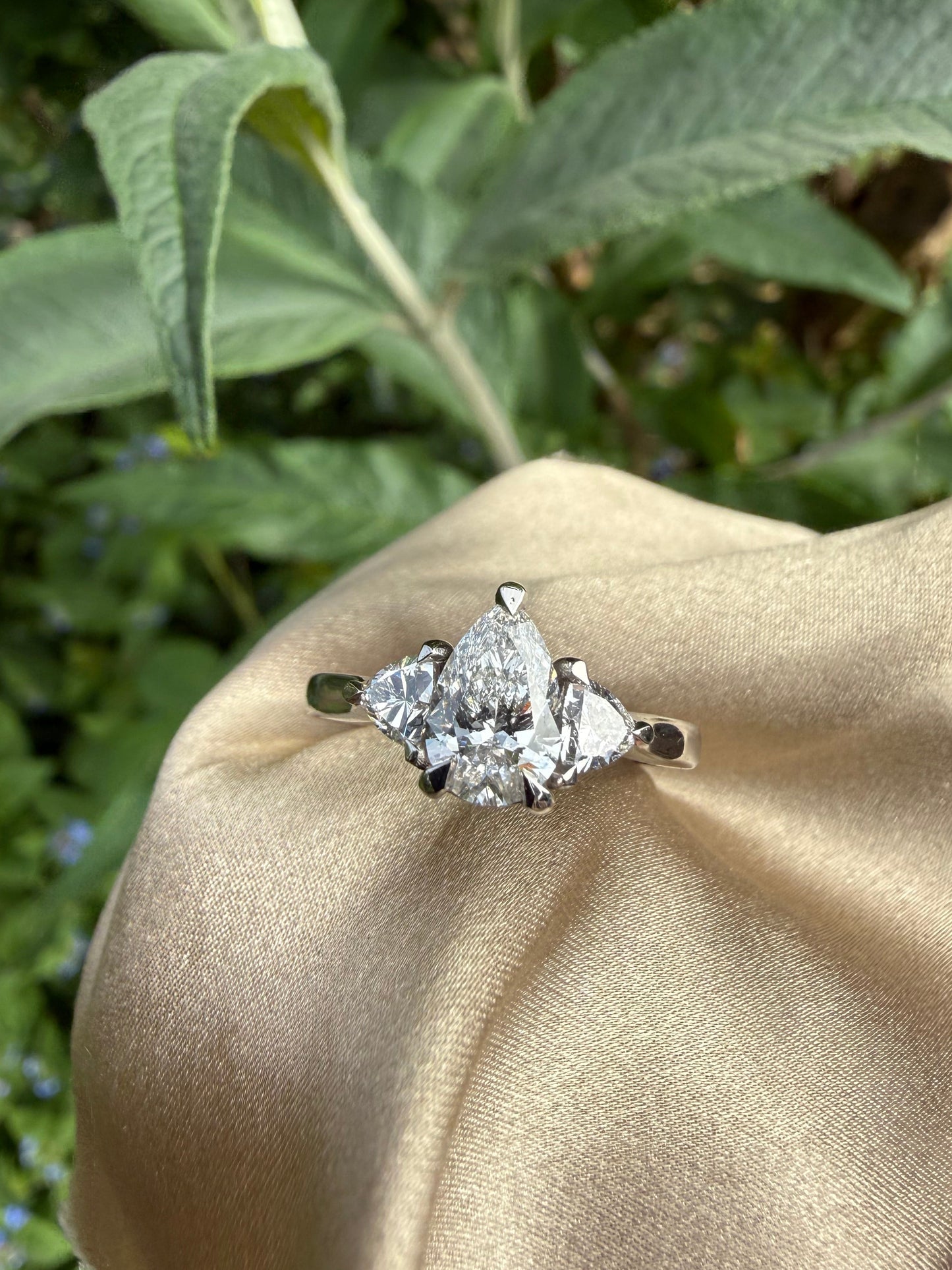 Pear & Trillion cut Trilogy Diamond Ring