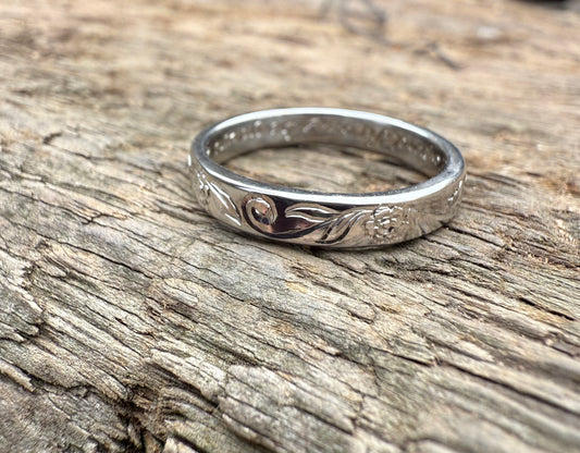 Hand Engraved Floral Ring