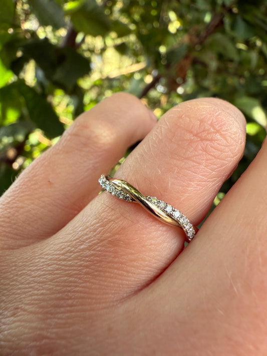 Yellow & White Gold Twisted Diamond Ring