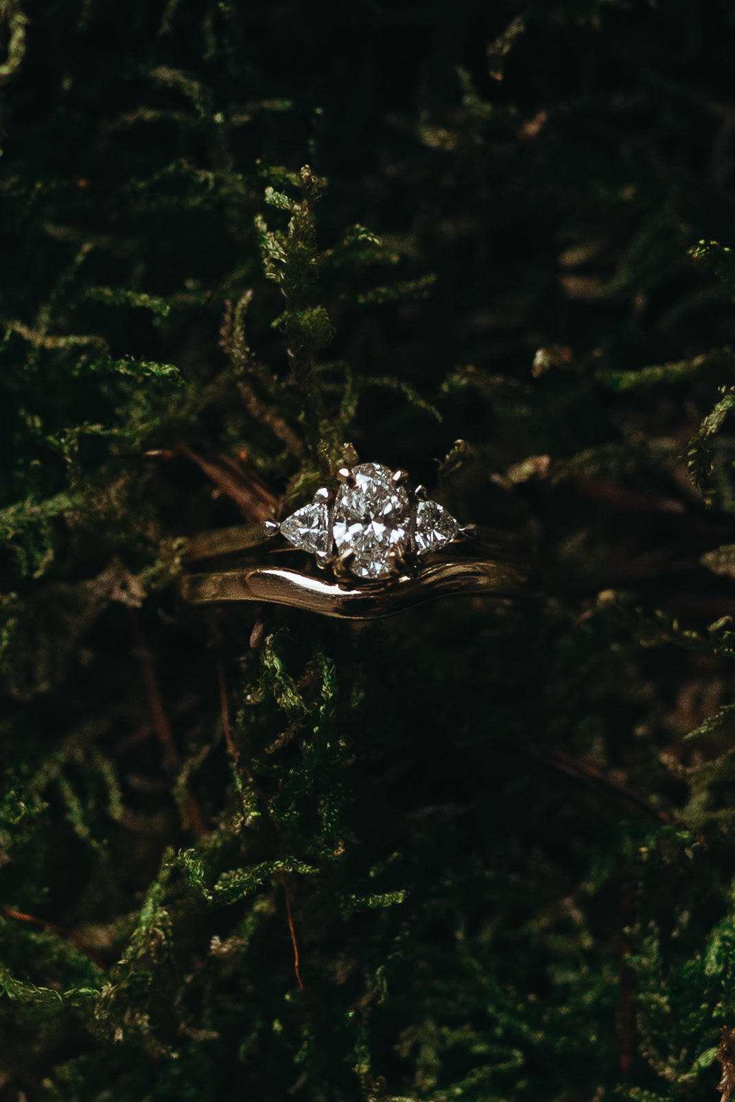 Oval & Trillion Cut Trilogy Diamond Ring