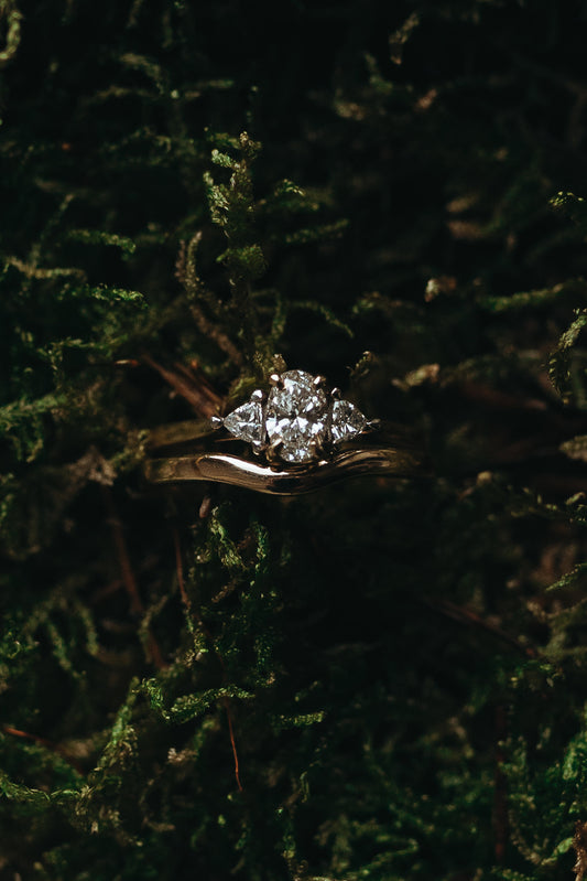 Oval & Trillion Cut Trilogy Diamond Ring
