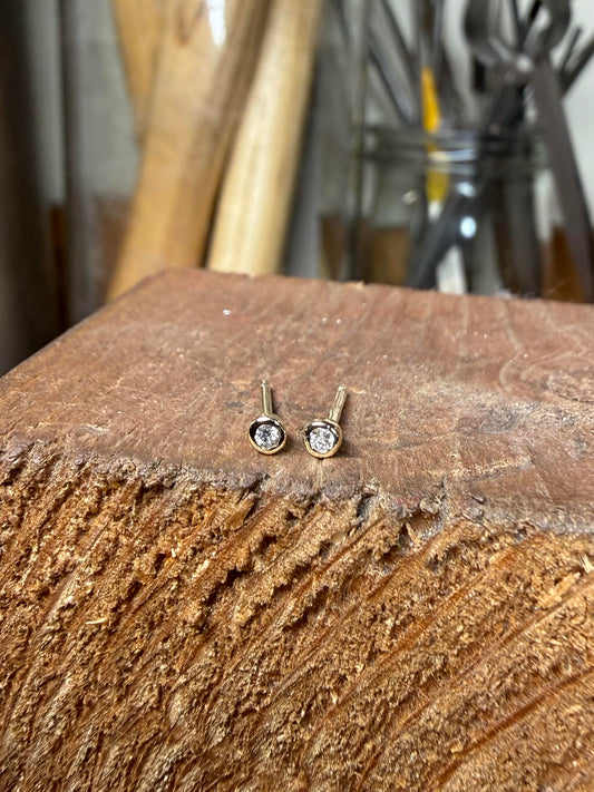 Tiny Diamond Rubover Studs