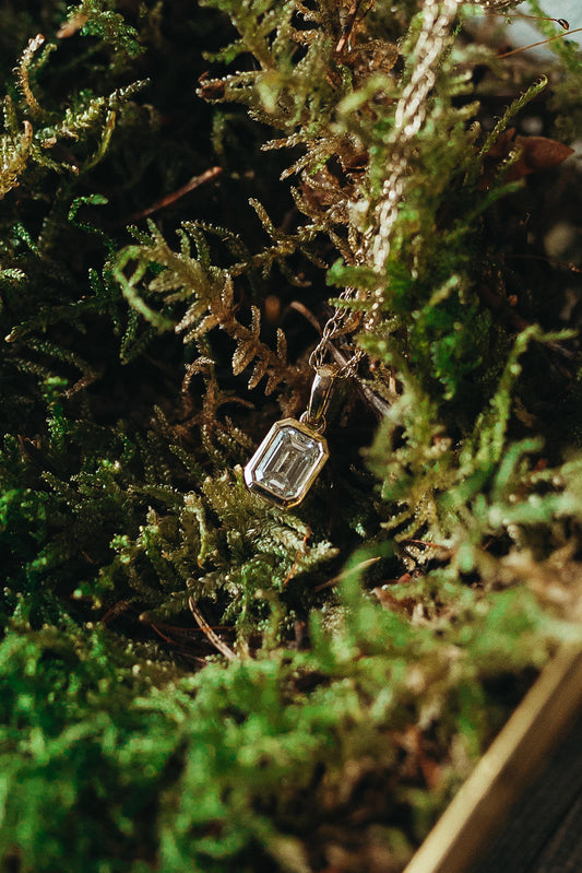 Emerald cut Diamond Necklace