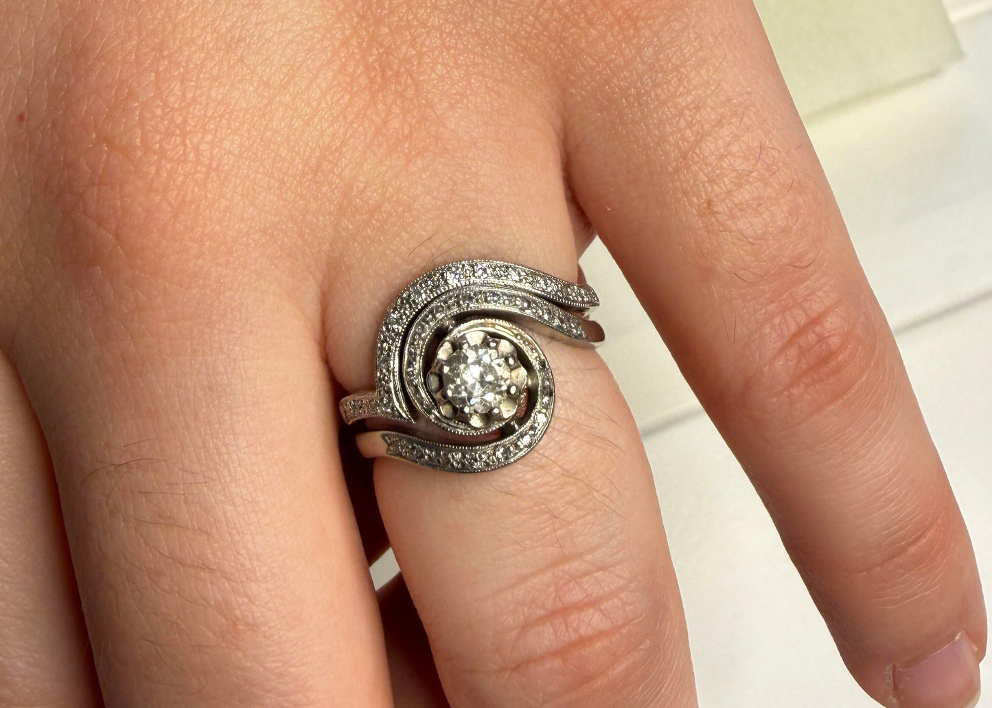 Antique Grain Set Style Diamond Shaped Ring