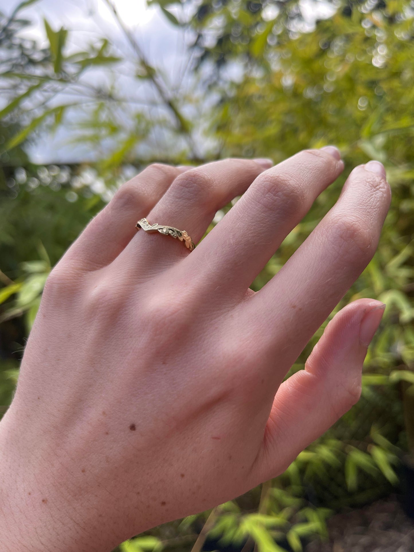 Hand Engraved Shaped Wedding Ring